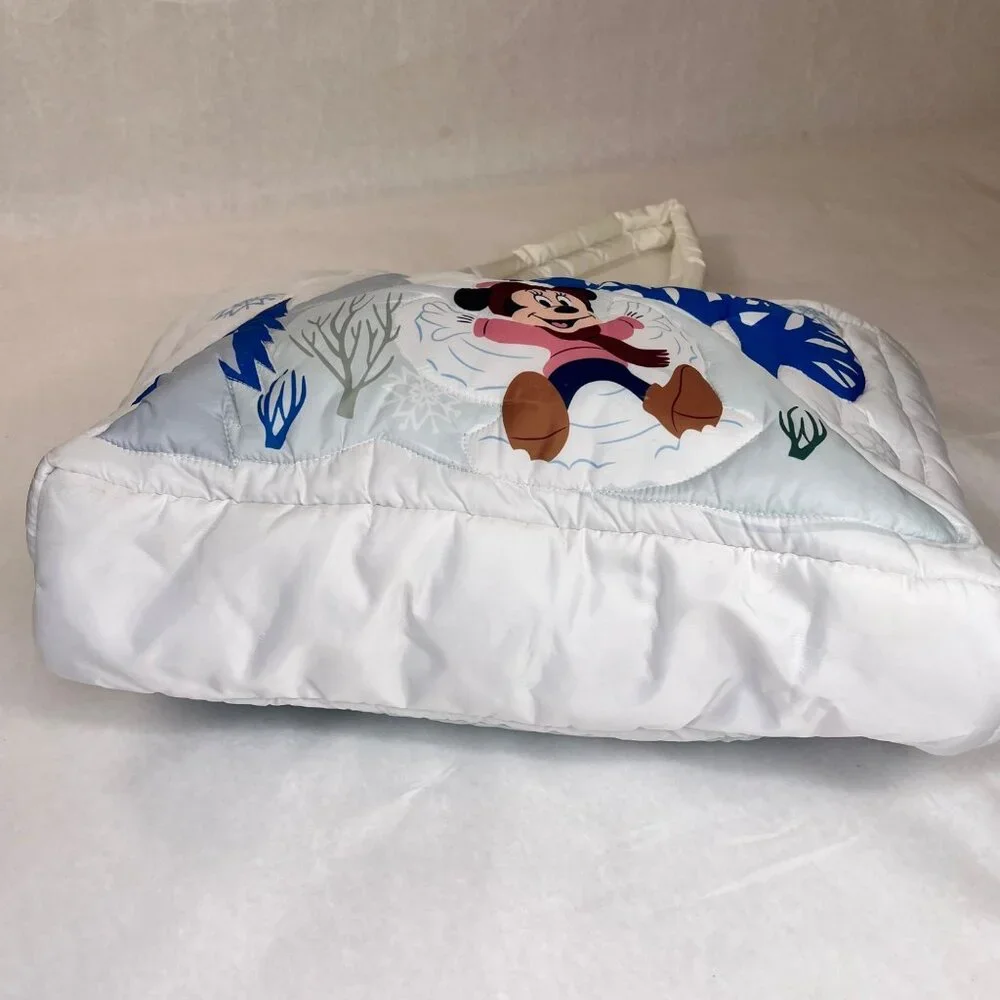 Disney Winter Tote Bag Featuring Minnie Mouse & Chip n Dale Quilted white blue